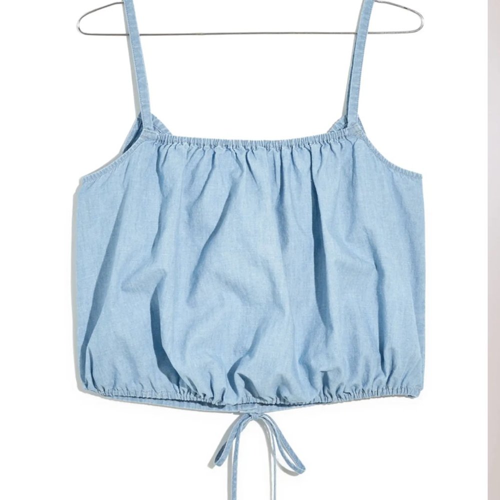 Madewell Chambray Bubble Crop Top